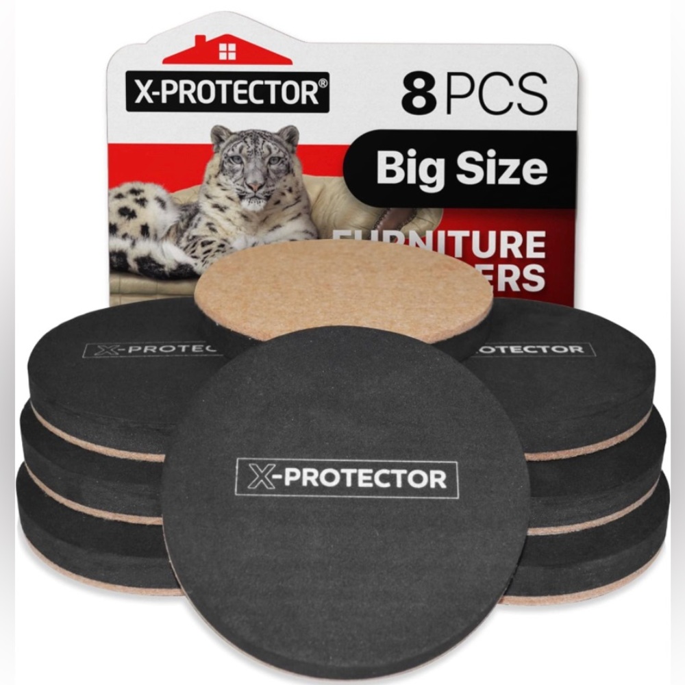 Felt Furniture Sliders Hardwood Floors X-PROTECTOR – 8 PCS 4 3/4 inch Furniture
